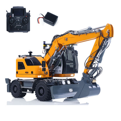 LR914 PRO MAX Metal 4WD 1/14 RC Hydraulic Wheeled Excavator 11-ways Valve Ready to Run Radio Controlled Digger PL18EV Lite Battery Light Sound System