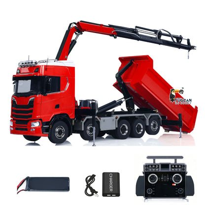 10x10 Metal Chassis 770S 1/14 RC Hydraulic Dump Truck Crane Full Tipper Machine