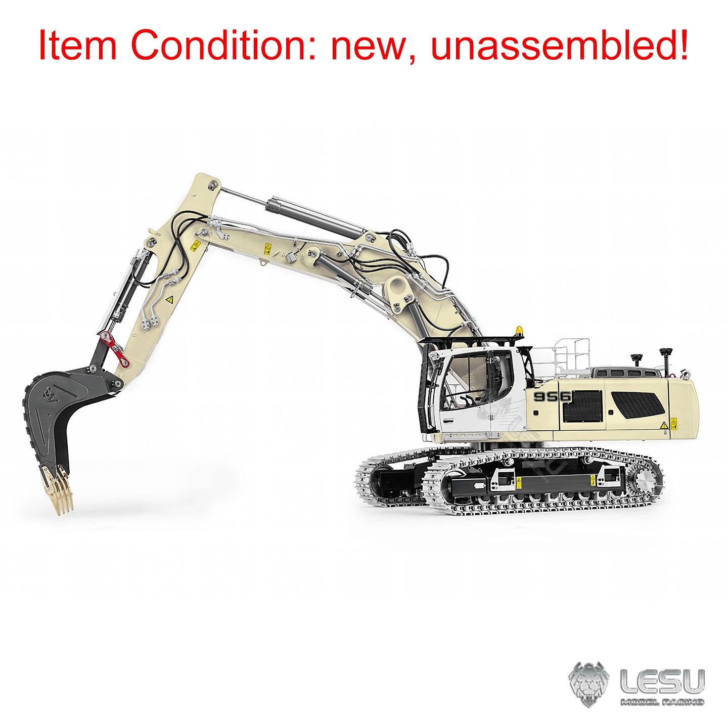 LESU 1/14 Remote Control Metal Hydraulic Excavator Aoue LR956 KIT 3 Arms RC Digger Model 7CH Valve GPS 4MPA Dual Pumps Light ESC