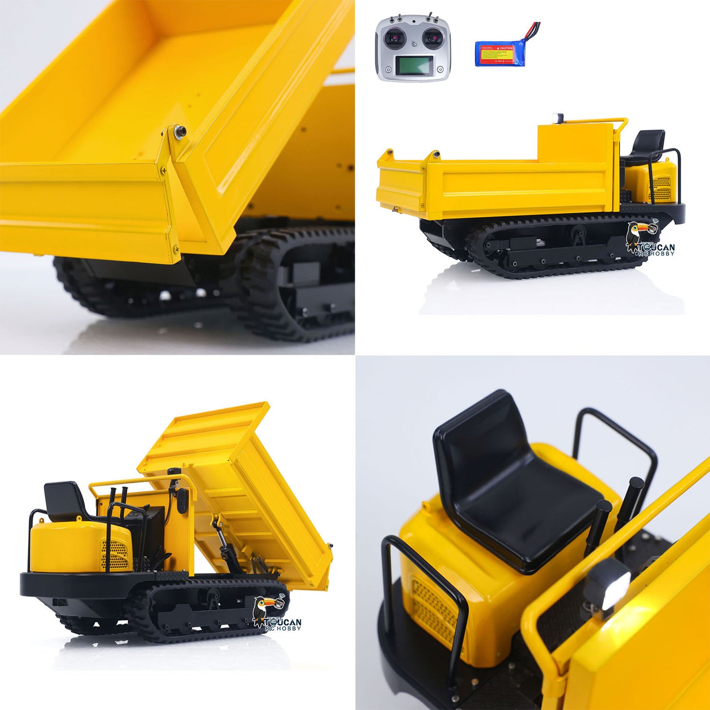 Metal 1/14 Remote Control Hydraulic Crawler Dump Truck RC Tipper Model Engineering Vehicle Light Sound Effect Flysky Radio Construction Machine