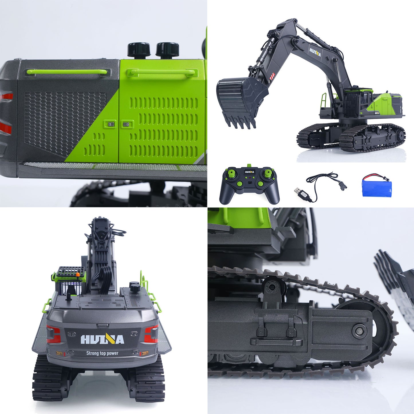 US STOCK HUINA 1/14 593 Toys Model RC Excavator Car Gift Battery 2.4G Remote Control Digger