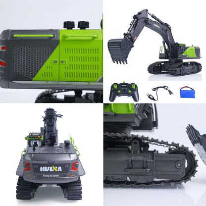 US STOCK HUINA 1/14 593 Toys Model RC Excavator Car Gift Battery 2.4G Remote Control Digger