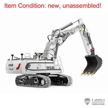 LESU 1/14 Remote Control Metal Hydraulic Excavator Aoue LR956 KIT 3 Arms RC Digger Model 7CH Valve GPS 4MPA Dual Pumps Light ESC