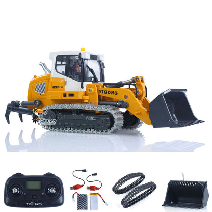 1:50 RC Electric Lifting Tracked Loader LR636 2.4G Construction Vehicle Metal Bucket Tracks Ripper RTR Model Light Sound Battery