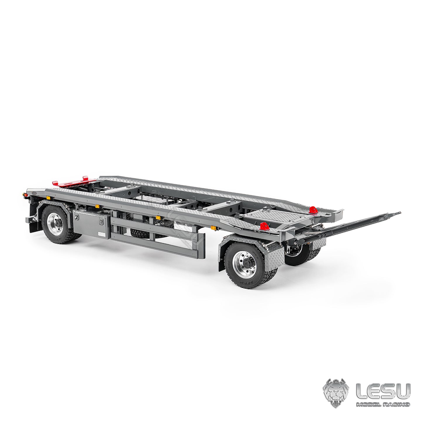 Finished 1/14 Metal RC Trailer A0065 Model Front Wheel Steerable for LESU Radio Controlled Hydraulic Roll on off Dumper Tipper