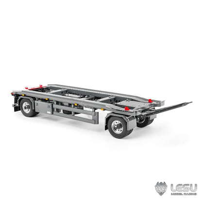 Finished 1/14 Metal RC Trailer A0065 Model Front Wheel Steerable for LESU Radio Controlled Hydraulic Roll on off Dumper Tipper