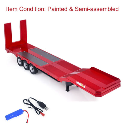Fast Shipping 3 Axle Plastic Semi Trailer Flatbed 1502 for 1/18 Remote Control Tractor Truck HUINA 1501 RC Lorry Car Model Upgrade Parts