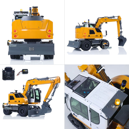 1/14 RC Hydraulic Wheeled Excavator LR914 8-ways Valve RTR Metal Remote Control 4*4 Digger Model Axle Lock Flysky PL18EV Lite