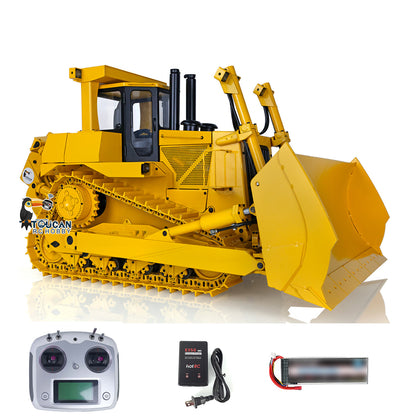 US STOCK Metal 1/14 RC Bulldozer Hydraulic DXR2 Remote Control D10T Tracked Dozer Model