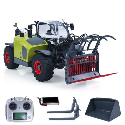 JDM-128 1/14 Metal RC Telescopic Hydraulic Forklift Multifunctional Model 4-Way Vavles Differential Lock 2Axles Steering