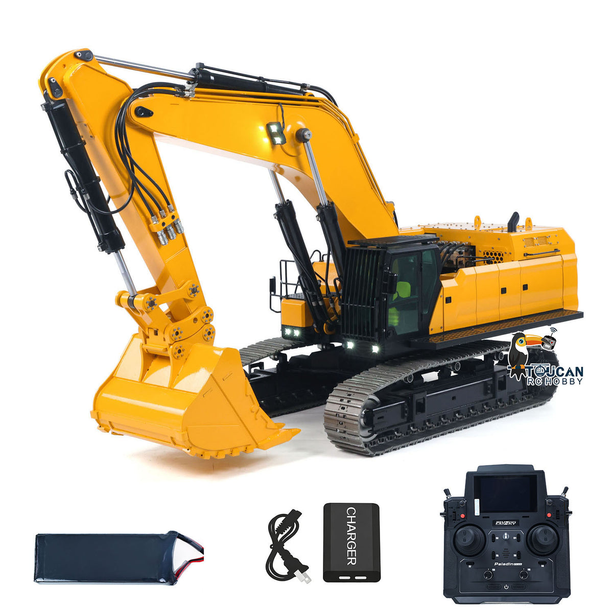 US Stock 1/12 RC Hydraulic Heavy Excavator 395F Metal Remote Control Digger Finished Model 3.0L Dual Pump Paladin PL18EV LITE Radio