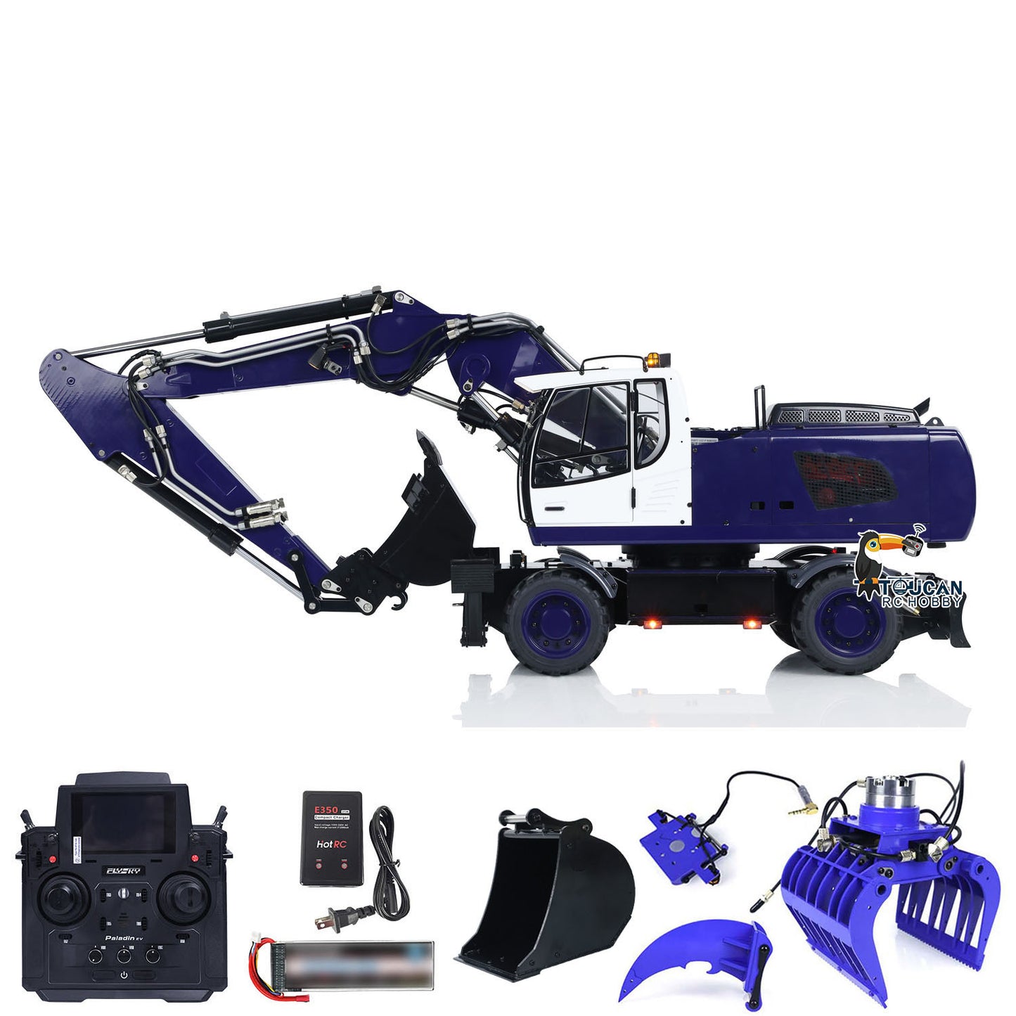 1/14 Wheeled RC Hydraulic Excavator 946-3 PL18EV Radio Controller Digger Ripper Grab