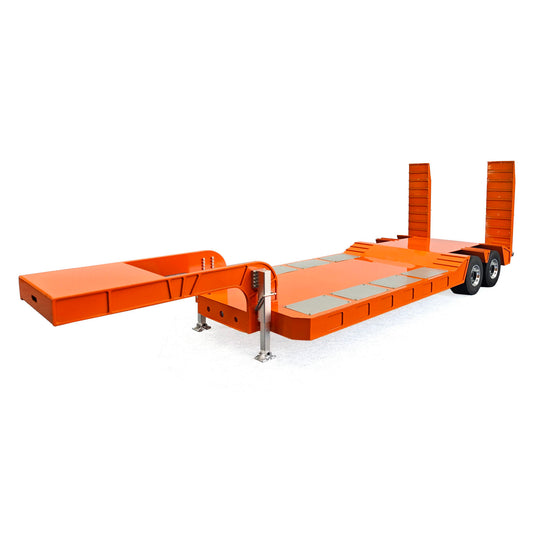 2 Axles Metal Lowboy Semi Trailer Spring Support Legs Tail Plate for 1/14 DIY Tamiya Remote Control Tractor Truck No Light Remote Controller