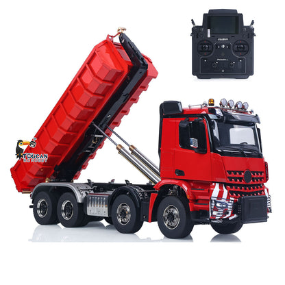 8X8 1/14 Remote Control Hydraulic Roll On Off Dumper 5 Valves RC Full Tipper 3Speed Transmission Light System Sound No Battery