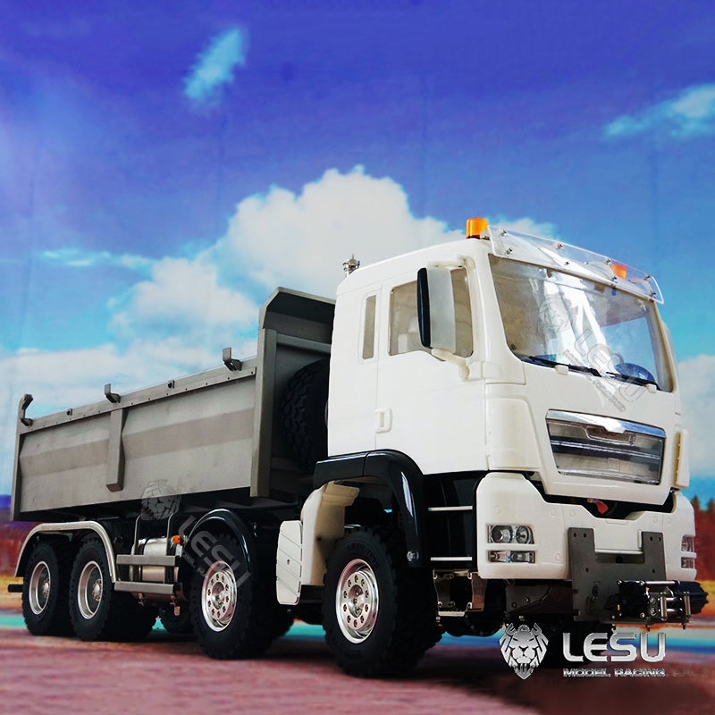 IN STOCK LESU 1/14 8*8 Metal Chassis MAN TGS Hydraulic Dumper Truck Light Sound ESC Model