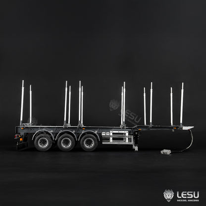 LESU 1/14 Metal Log Semi Trailer RC Wood Transport Car Light Electric Lifting Leg Servo-Controlled Drum Brake for TAMIYA Tractor