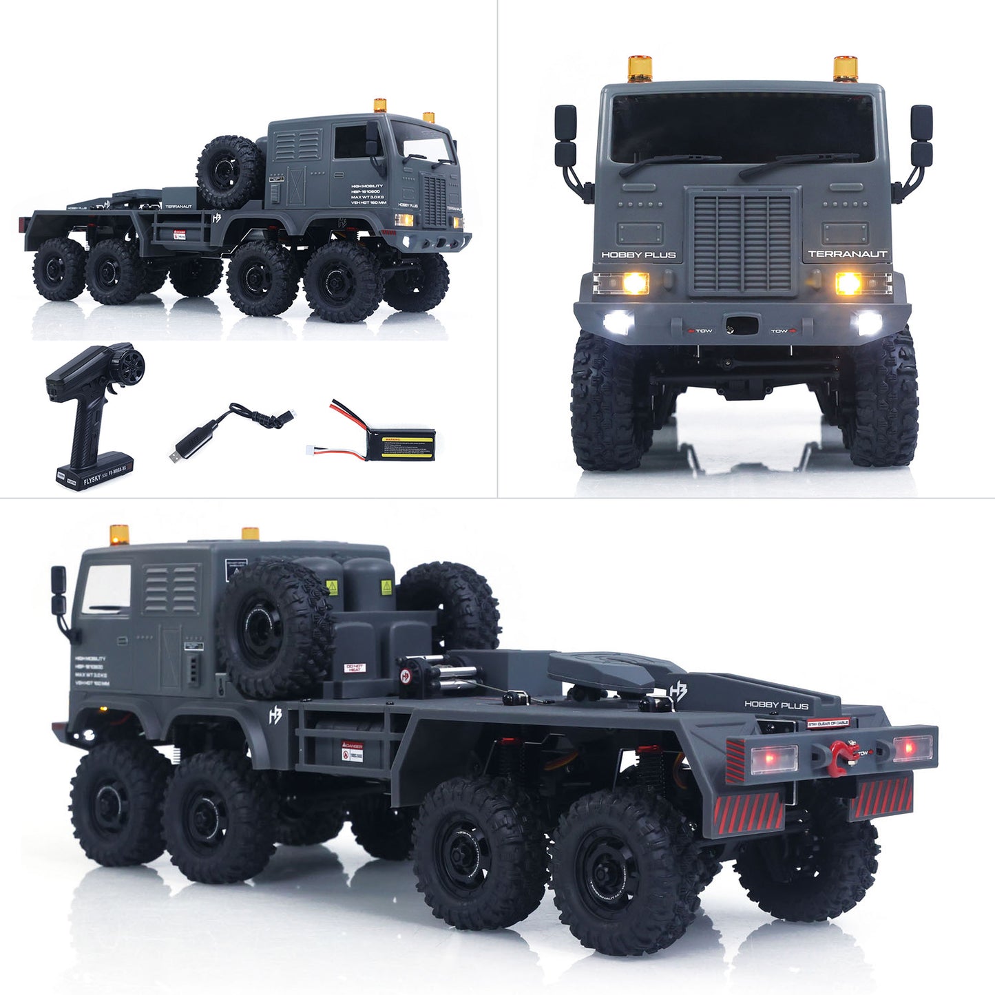 US Stock RTR 1/18 Radio Control Military Truck 8*8 RC Off Road Vehicle 280 Brushed Motor Fifth Wheel Winch Metal Hook All Wheel Steering