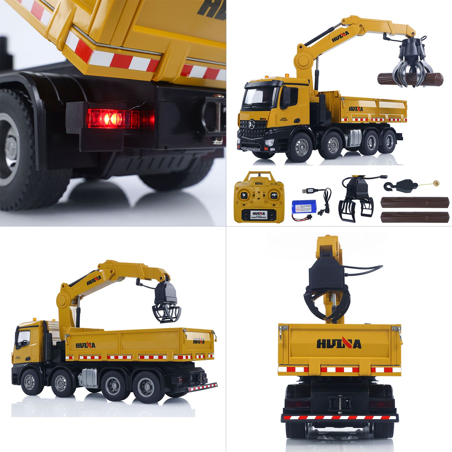 US STOCK HUINA 1538 1/14 RC Timber Grab Truck Dumper Remote Control Model Toy Vehicles 2.4G Radio Battery