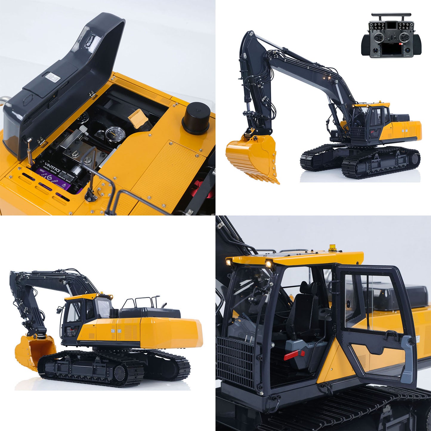Metal 1/14 Super Frog Remote Control Hydraulic Excavator E400 Pro 9CH Valves RC Digger Stainless Steel Arm Frsky XE Radio