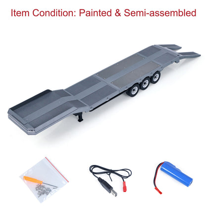 Fast Shipping 73.5CM Plastic Semi Trailer Flatbed 1502 for 1/18 Remote Control Tractor Truck HUINA 1501 Electronic Support Legs Tail Board