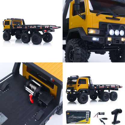 US Stock Hobby Plus 1/18 Remote Control Off Road Car 6X6 RC Flatbed Truck 2Speed Gearbox Flysky ESC 280 Brushed Motor 6CH Radio RTR