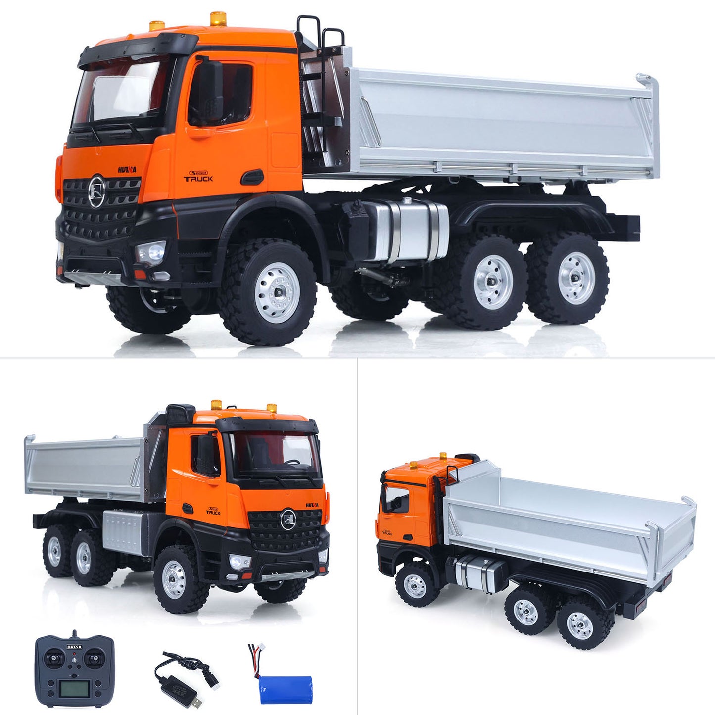Fast Shipping 1/14 HUINA 1598 2.4G Remote Control Dumper 6*6 Engineering Transport Vehicle Lifting Rod Tipper Car Light Sound Battery Toys
