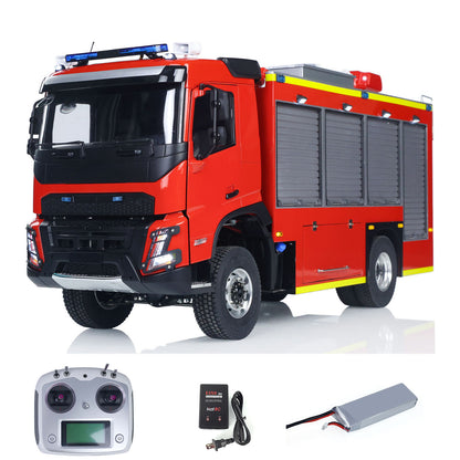 1/14 RC Fire Fighting Truck RTR Radio Controlled Car Model VO FMX AWD 2Speed Metal Gerabox Axles Water Spraying Electric Vehicle Light Sound System