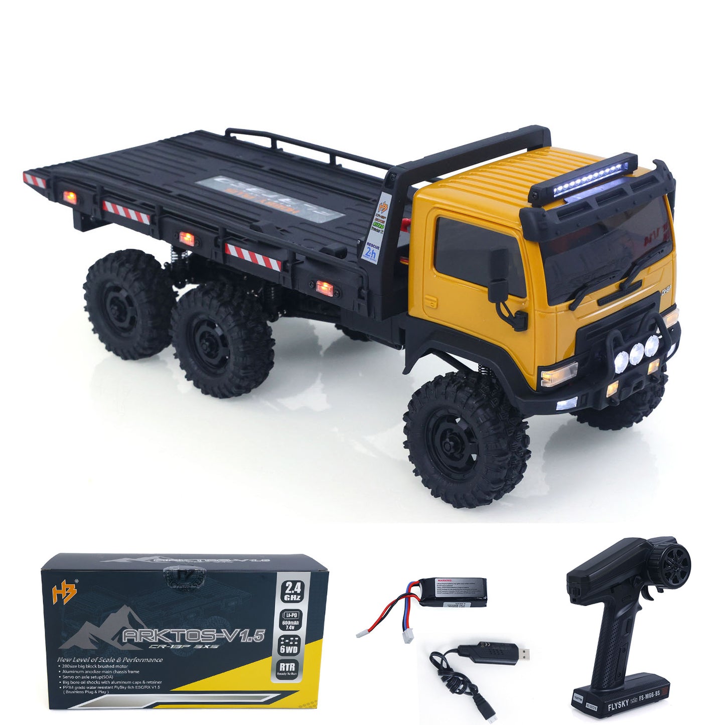 US Stock Hobby Plus 1/18 Remote Control Off Road Car 6X6 RC Flatbed Truck 2Speed Gearbox Flysky ESC 280 Brushed Motor 6CH Radio RTR