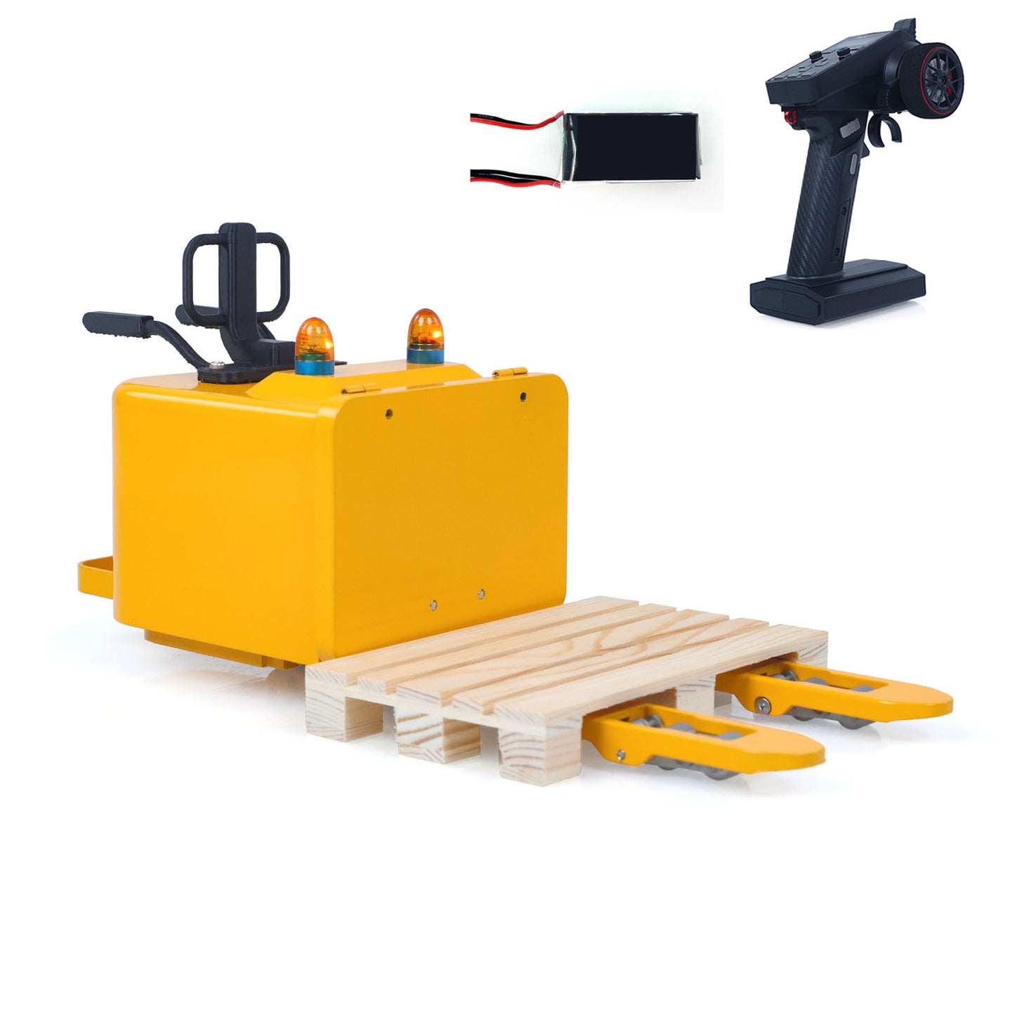 US Stock 1/14 Electric Remote Control Reach Forklift Hobbywing ESC Servo Motor Ready to Run Warehouse RC Model Collection Warning Light