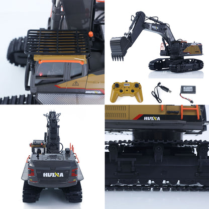 US STOCK HUINA Toy 1/14 592 RC Tracked Excavator Car Model Gift 2.4G Radio Light Sound