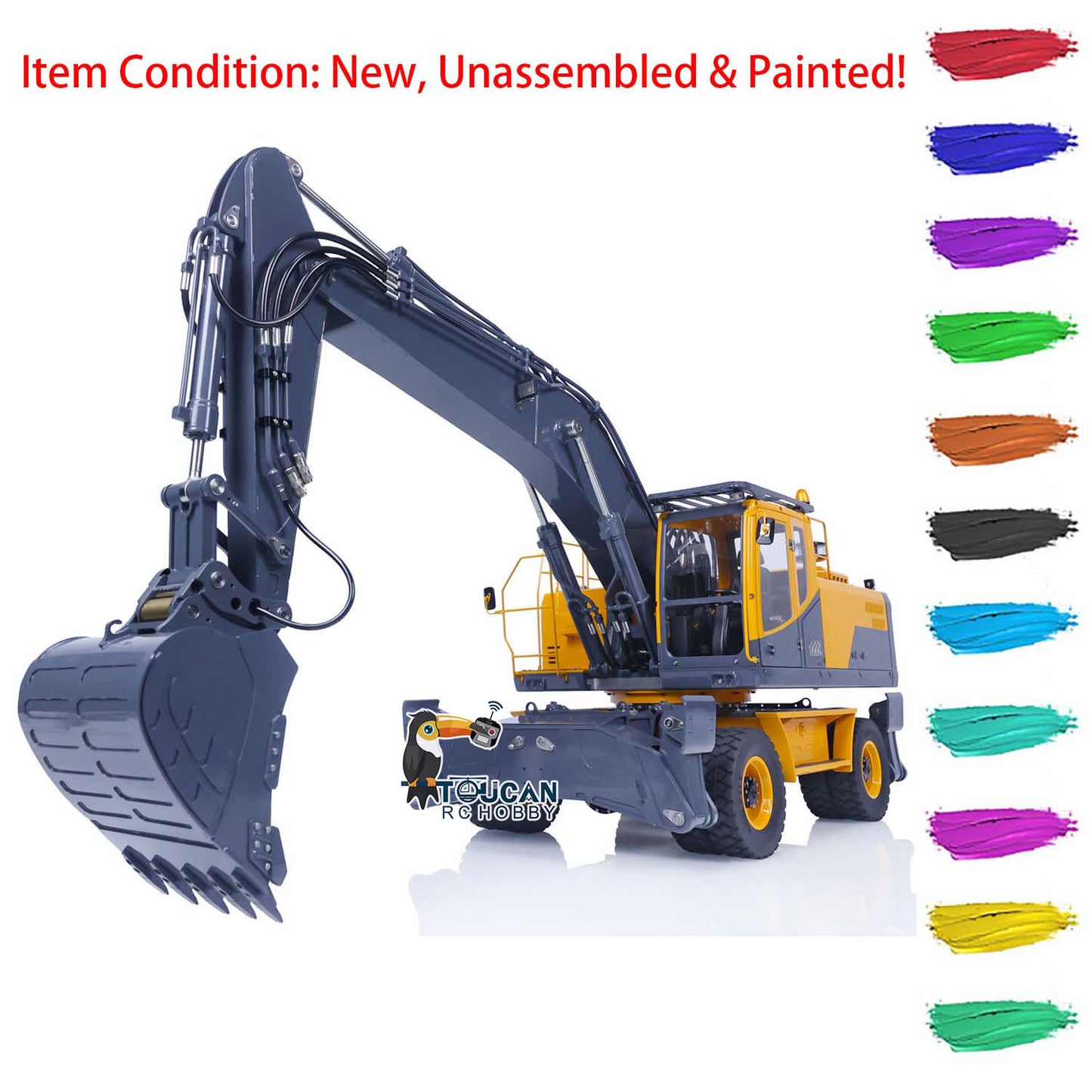 LESU 1/14 AOUE ET30H RC Metal Hydraulic Wheeled Excavator A0006