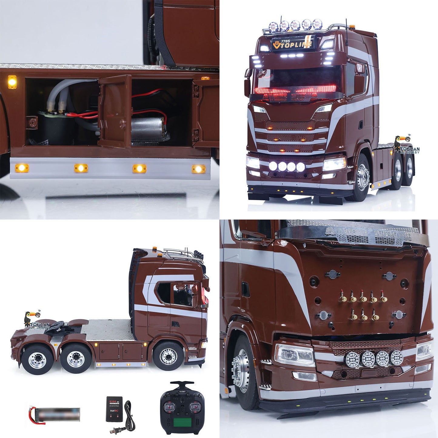 TOUCAN 1/14 Remote Control Tractor Truck 770S 3Speed 6x2 Metal Chassis Axle Lock RC Lorry Vehicle Flysky ST8 Radio RTR Model