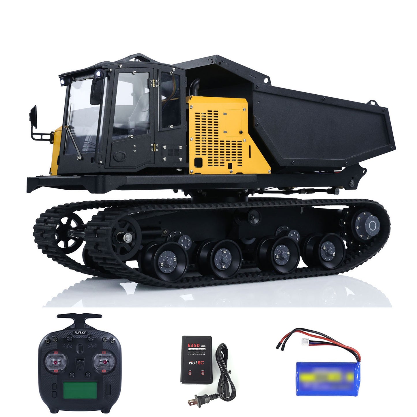 Fast Shipping 1/14 RC Hydraulic Crawler Dump Truck T14R Metal Tracked Tipper RTR Construction Machine Flysky ST8 Radio Light Sound Battery