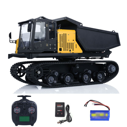 Fast Shipping 1/14 RC Hydraulic Crawler Dump Truck T14R Metal Tracked Tipper RTR Construction Machine Flysky ST8 Radio Light Sound Battery