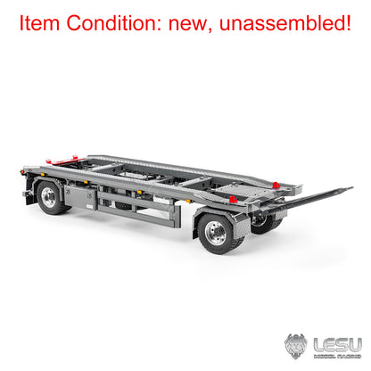Painted Metal 1/14 RC Trailer A0065 KIT Lights Front Wheel Steerable for LESU Remote Control Hydraulic Roll on off Dumper Tipper
