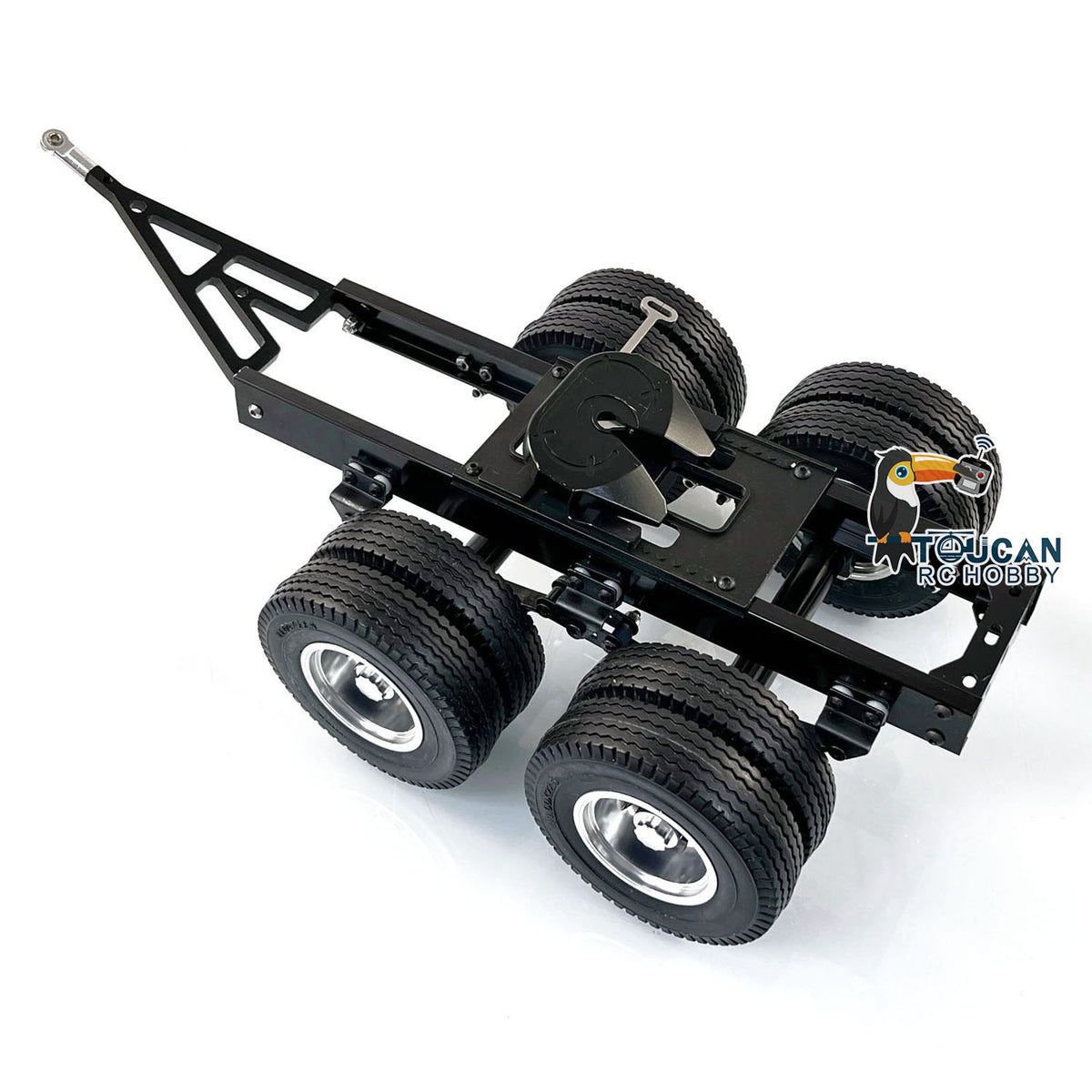 2 Axles Trailer with Traction Fifth-wheel for 1/14 Remote Controlled Truck LESU Car Parts Hobby Model