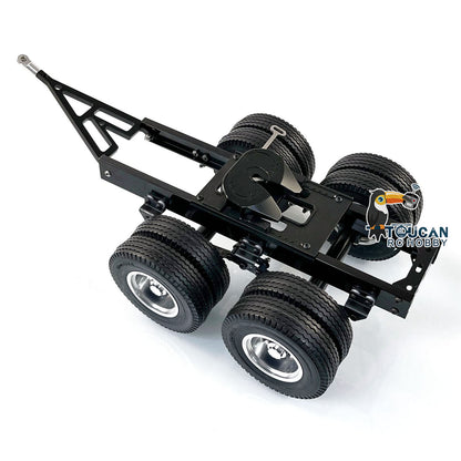 2 Axles Trailer with Traction Fifth-wheel for 1/14 Remote Controlled Truck LESU Car Parts Hobby Model