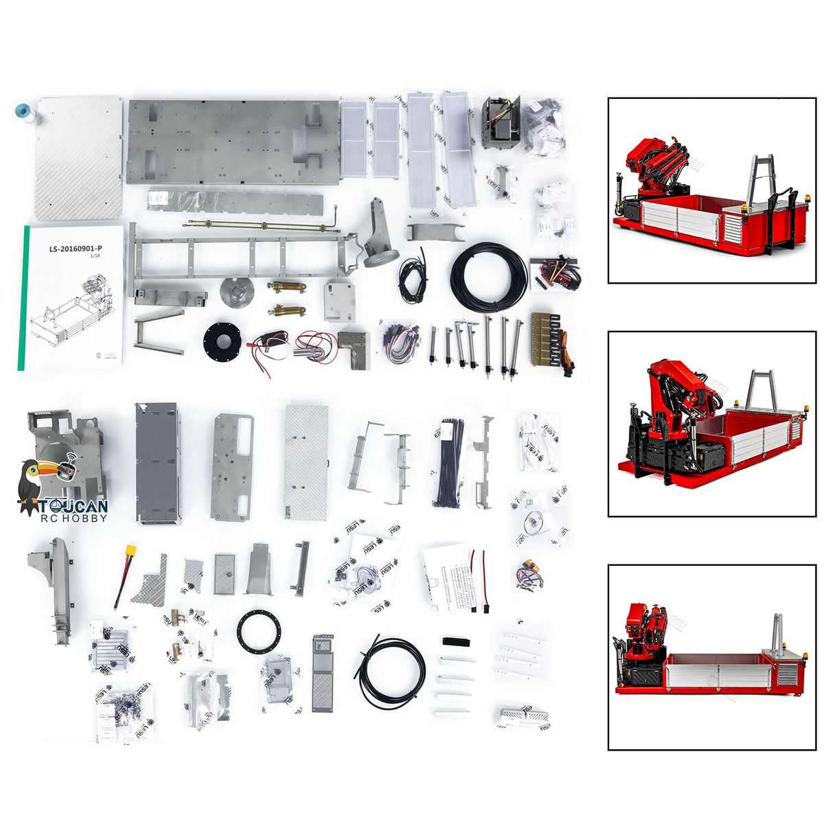 LESU Metal Cargo Box & Hydraulic Crane 7CH Valve Pump for LESU 1/14 Radio Controleld Roll Off Dumper Truck DIY RC Tipper Model Car
