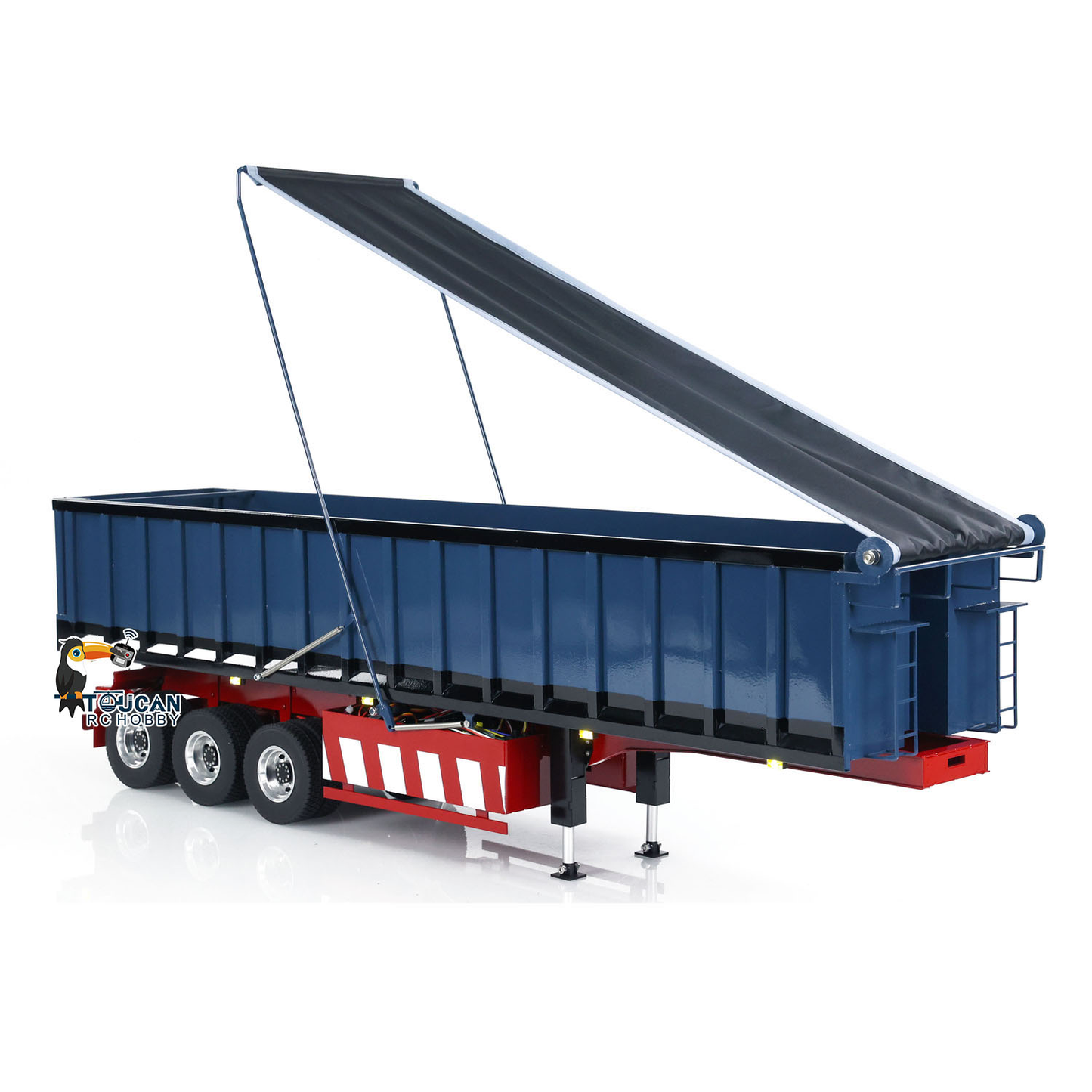 1/14 Metal 3 Axles Hydraulic Dump Trailers with Electric Tarpaulin for RC Tractor Trucks Remote Control Excavator Model