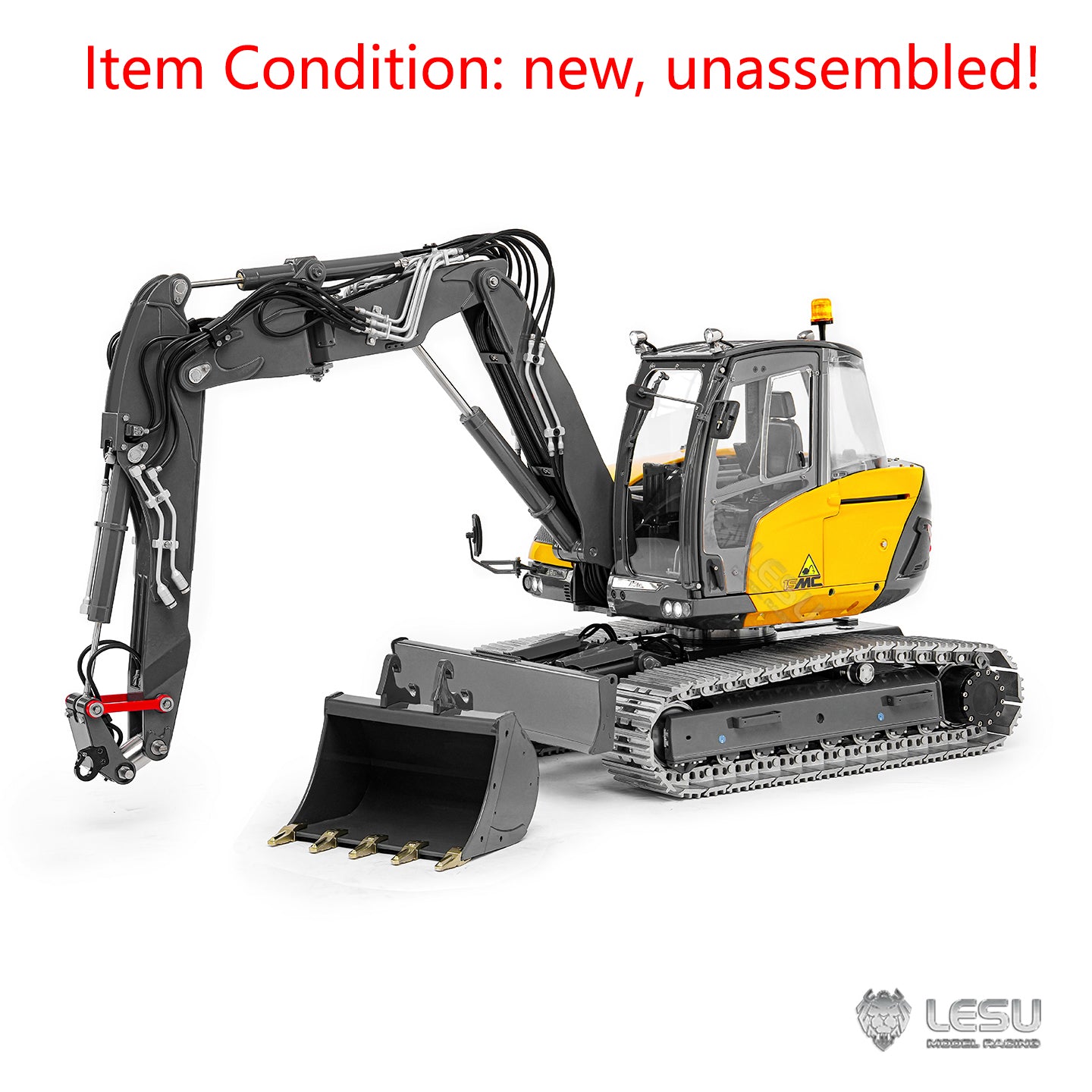 LESU MC15 4 Arms Metal 1/14 Hydraulic Remote Control Excavator KIT Model RC Digger Dual Pumps 9 Ways Valve Light Sound Motor