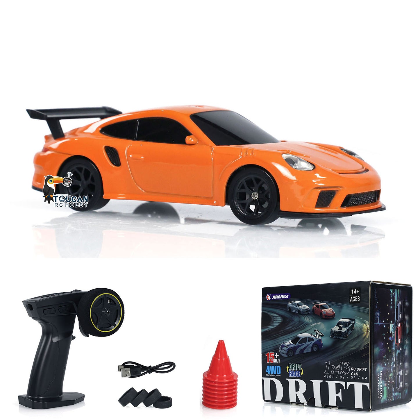 Fast Shipping Remote Control Mini Drift Car 1:43 Race Car Toy Radio Lights Traffic Safety Cone