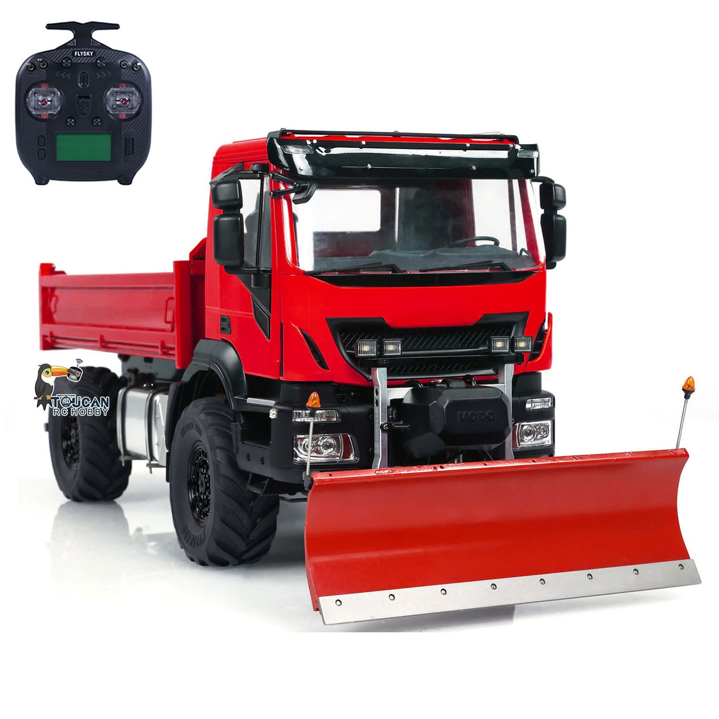 Camion à benne basculante hydraulique télécommandé 4x4 à l'échelle 1:14 avec lame à neige