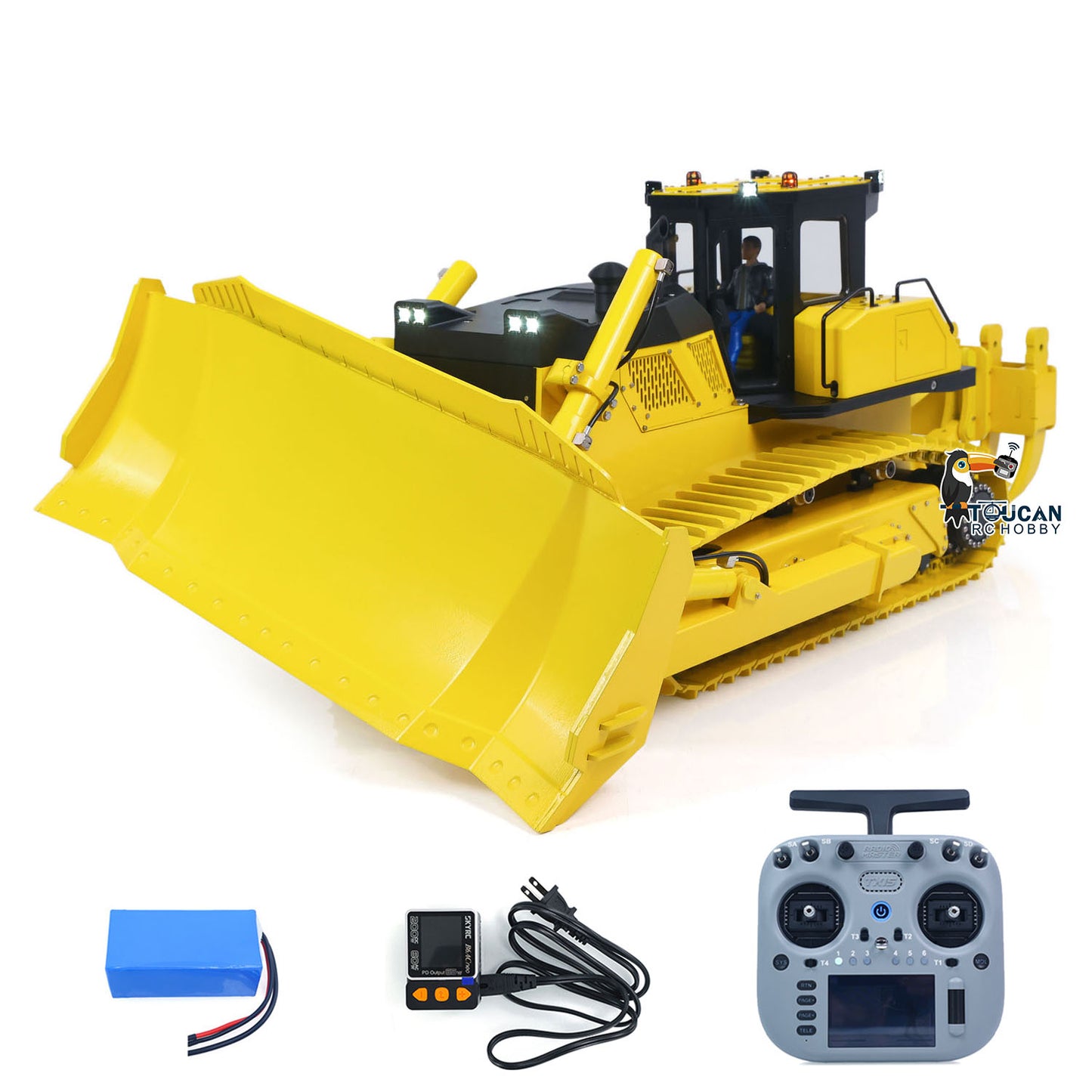 1/12 RC Hydraulic Bulldozer D155AX Big Blade Remote Control Heavy Dozer Model 7 Way Valve Stainless Steel Track Hobbywing Brushless ESC