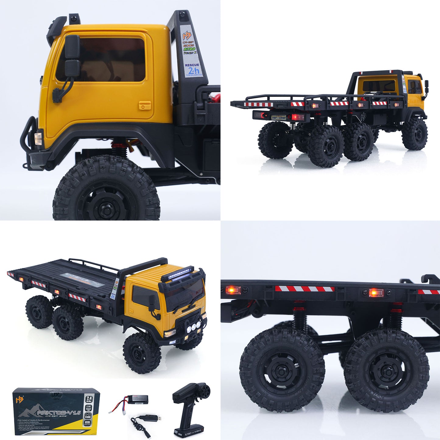 US Stock Hobby Plus 1/18 Remote Control Off Road Car 6X6 RC Flatbed Truck 2Speed Gearbox Flysky ESC 280 Brushed Motor 6CH Radio RTR