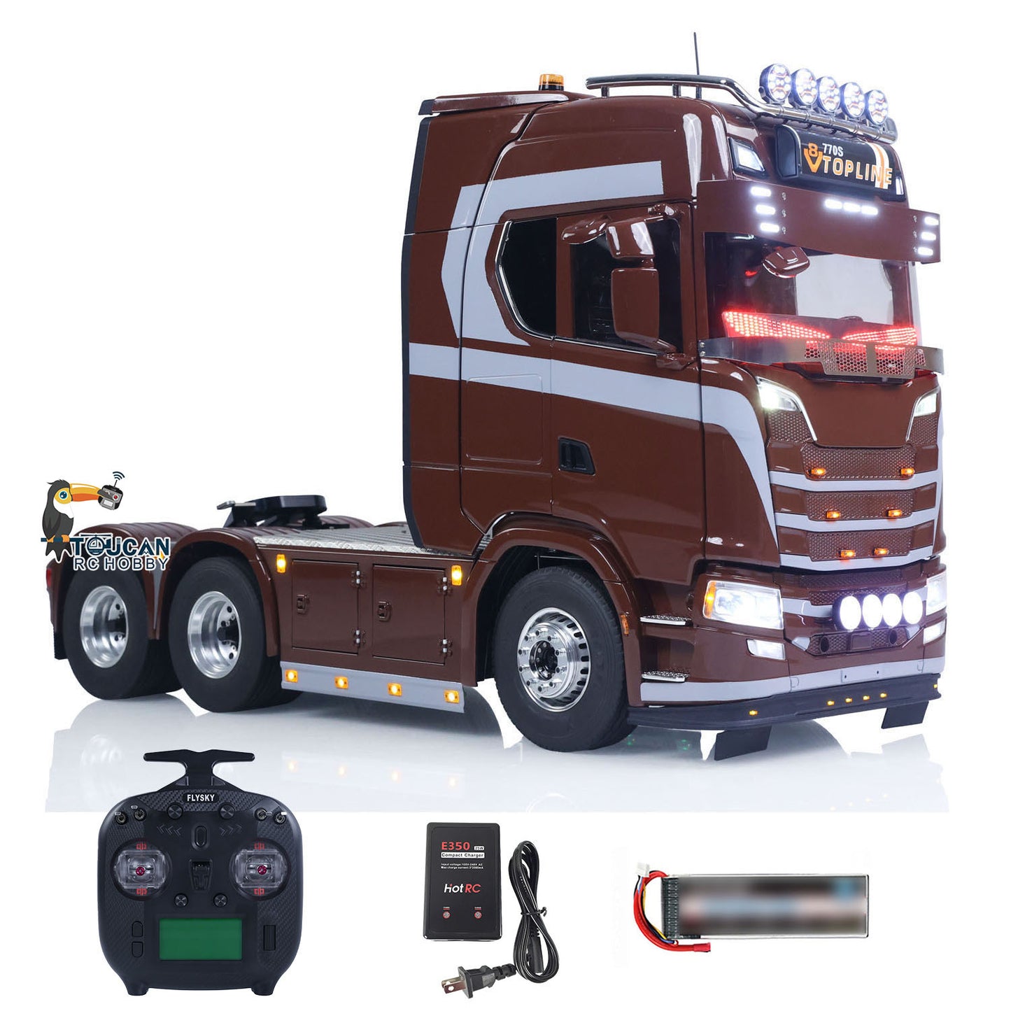 TOUCAN 1/14 Remote Control Tractor Truck 770S 3Speed 6x2 Metal Chassis Axle Lock RC Lorry Vehicle Car Flysky ST8 Radio Ready to Run Model