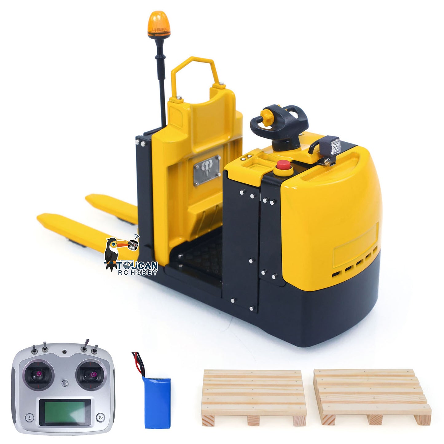 Metal 1/14 RC Electric Forklift MO55 RTR Remote Control Low Level Order Picking Truck Model Flysky Radio Battery Light Sound Ready to Run