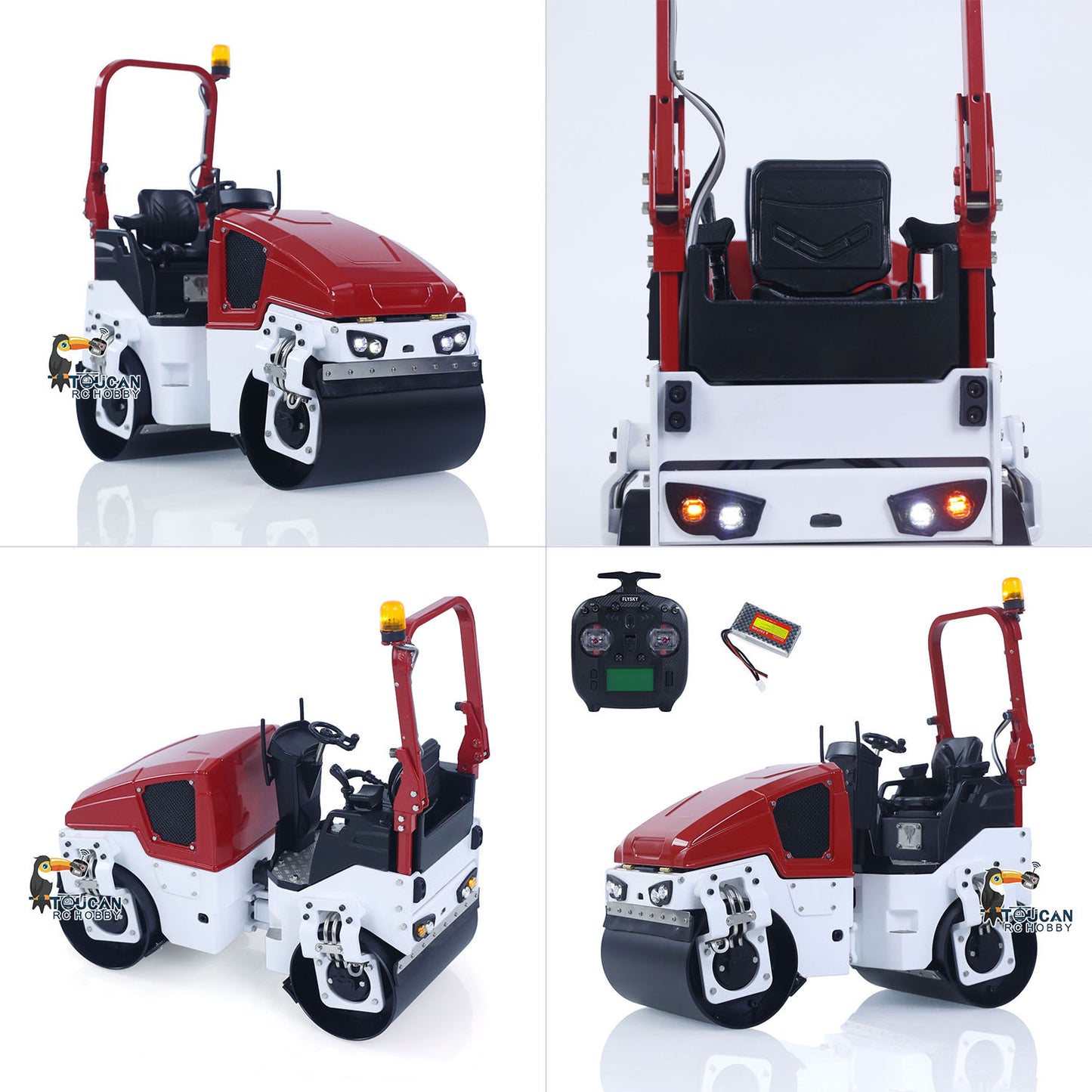 BW120AD 1/14 Metal Radio Controlled Road Roller Mini RC Construction Vehicle Finished Model Brushed ESC Battery Flysky ST8 Radio
