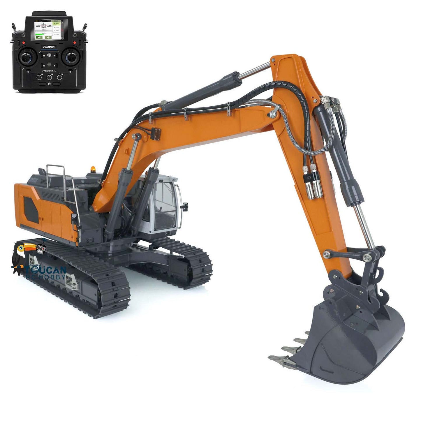 XDRC Metal 1/14 Hydraulic 945 PNP RC Tracked Excavator With 5CH Reversing Valves PL18EV Transmitter