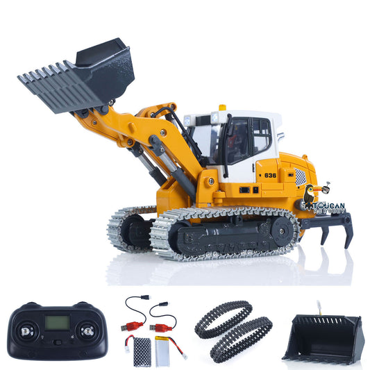 1:50 RC Electric Lifting Tracked Loader LR636 2.4G Construction Vehicle Metal Bucket Tracks Ripper RTR Model Light Sound Battery