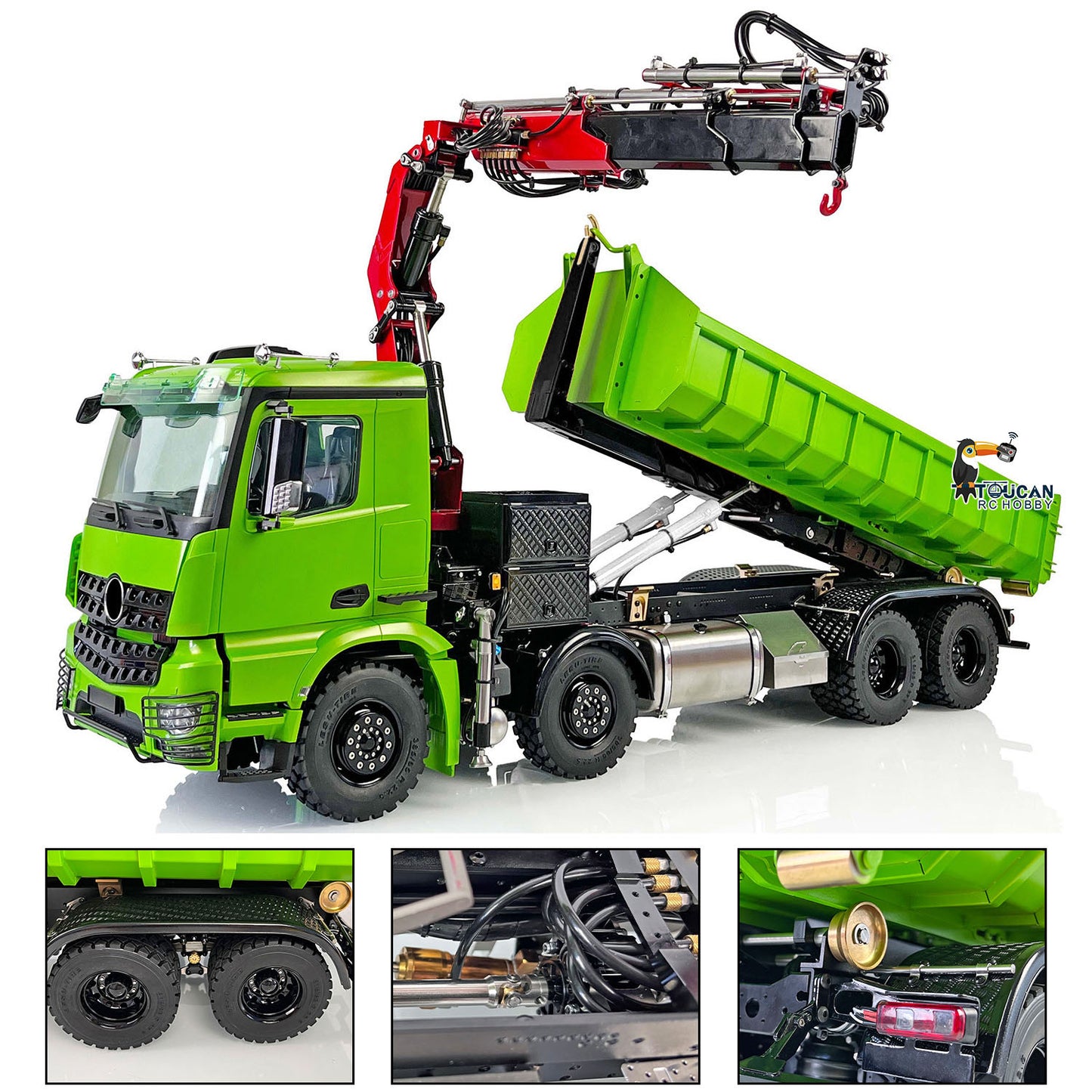 IN STOCK LESU 1/14 8x8 RC Metal Hydraulic Truck Dumper Tipper With Crane Z0017